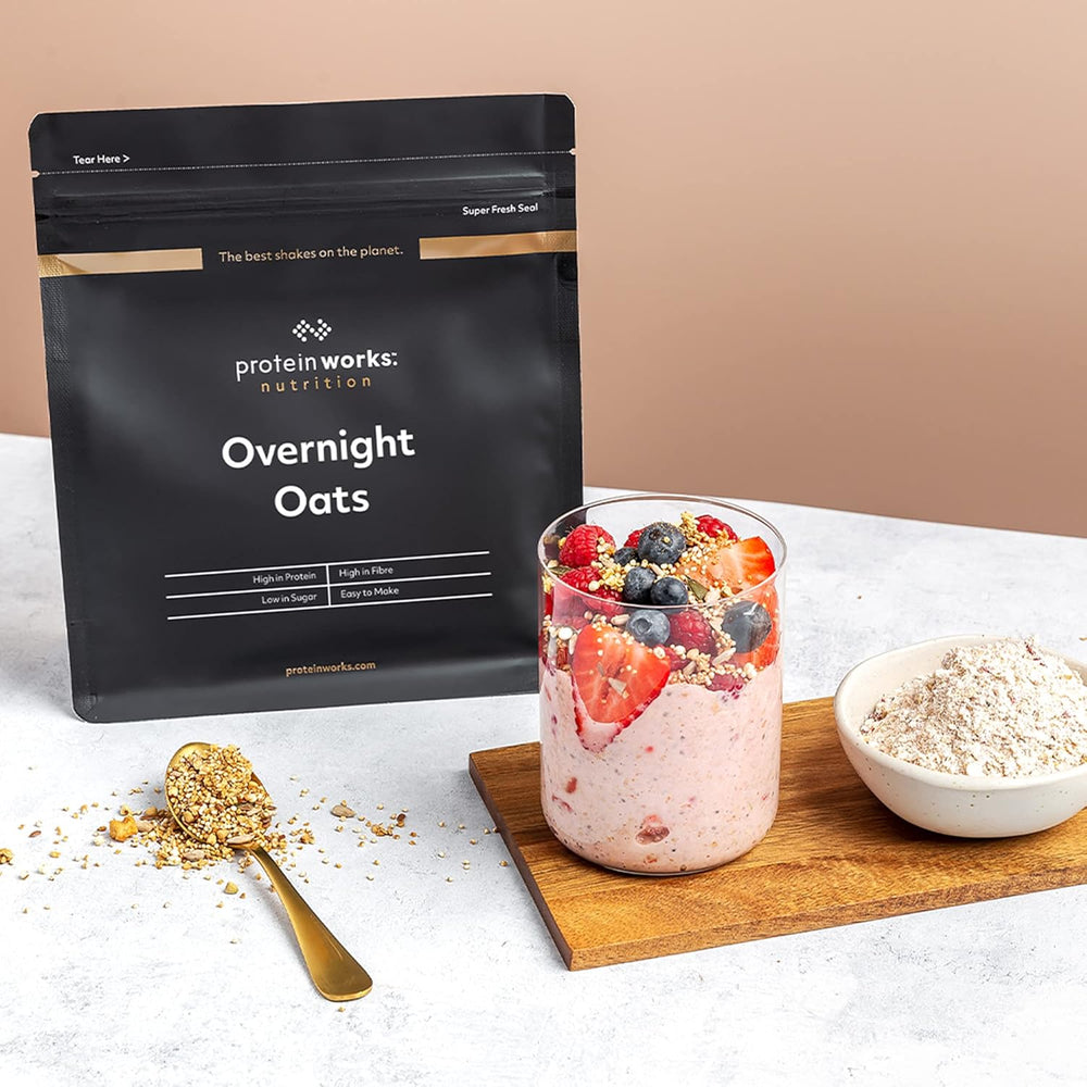 Overnight Oatmeal with Protein | Dark chocolate and raspberry | High protein breakfast | Low Sugar Snack | Low GI Oatmeal | 500g