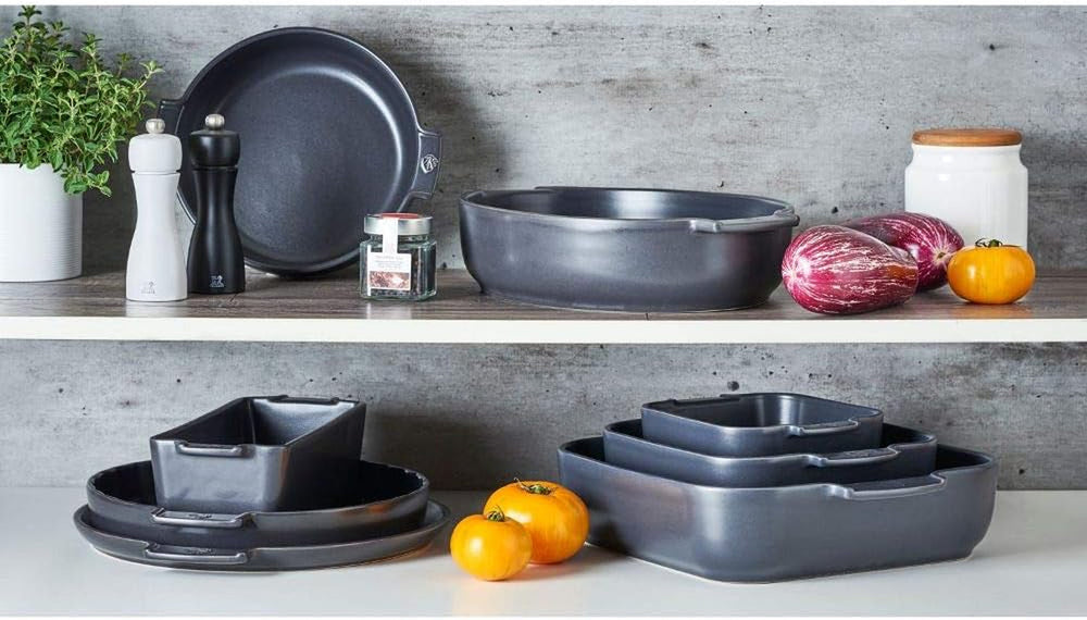 Peugeot Appolia Rechteckige Auflaufform Mit Griffen, Keramik, Schiefer / Grau, 7.2X31X21.7 Cm, Fassungsvermögen: Ca. 2 L, 60060 Molds and baking trays Naty Shop