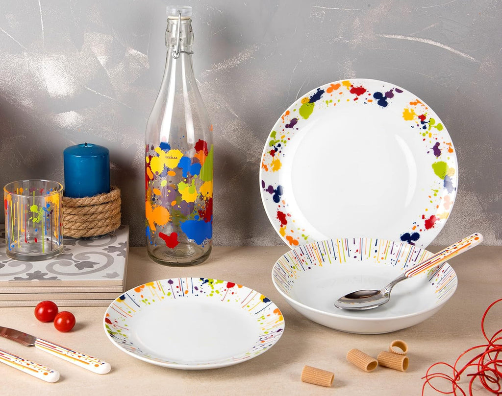 Excelsa Dripping Tellerservice, 18-Teilig, Porzellan Seturi vesela masa Naty Shop