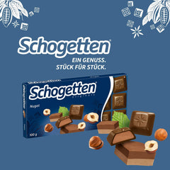 Schogetten Nougat chocolate bar 100g, individually portioned. A delight. Piece by piece.