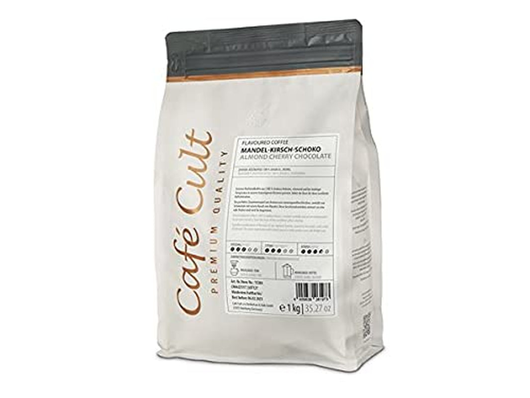 Cafea NOUĂ „Migdale-Cirășe-Ciocolată” la pungă de 1 kg, cu aromă de boabe întregi