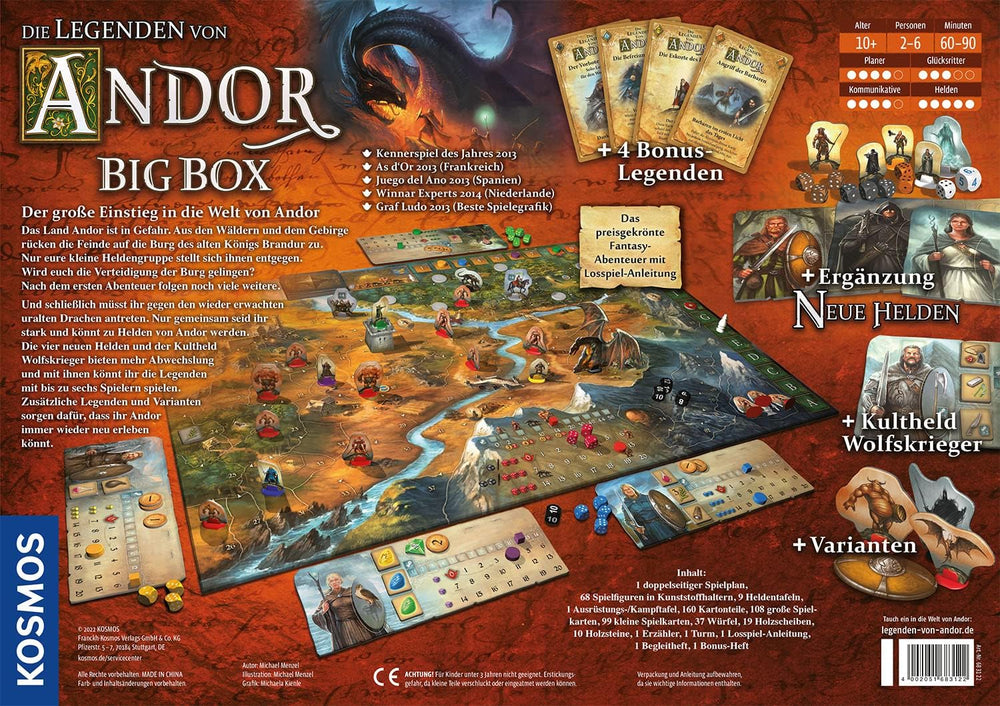 Kosmos 683122 Legends of Andor - Big Box, Base Game (Kennerspiel des Jahres 2013) and Additional Expansions, Fantasy Classic, Cooperative Fantasy Board Game, Ages 10+