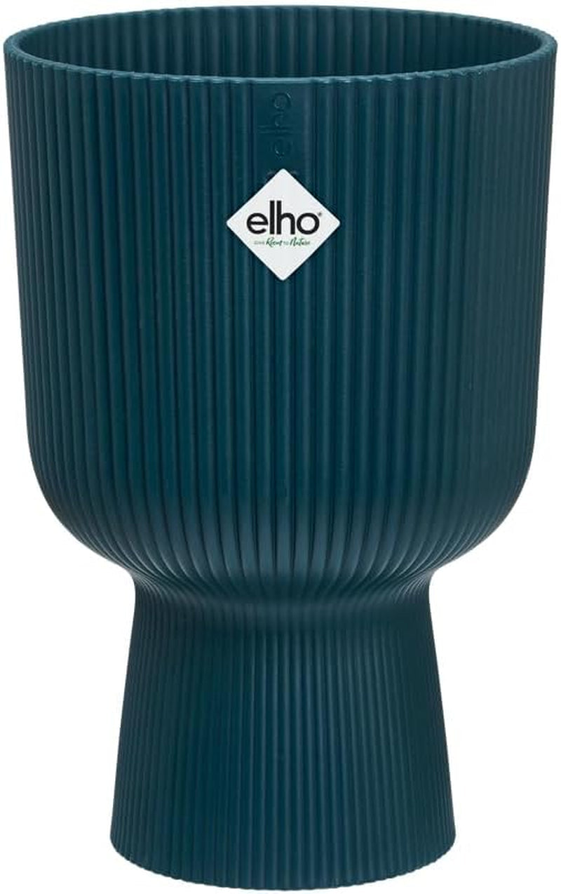 Ghiveci elho Vibes Fold Coupe 14 - Ghiveci de flori de interior - Plastic 100% reciclat - Ø 13,9 x H 21,0 cm - Alb/Alb mătăsos