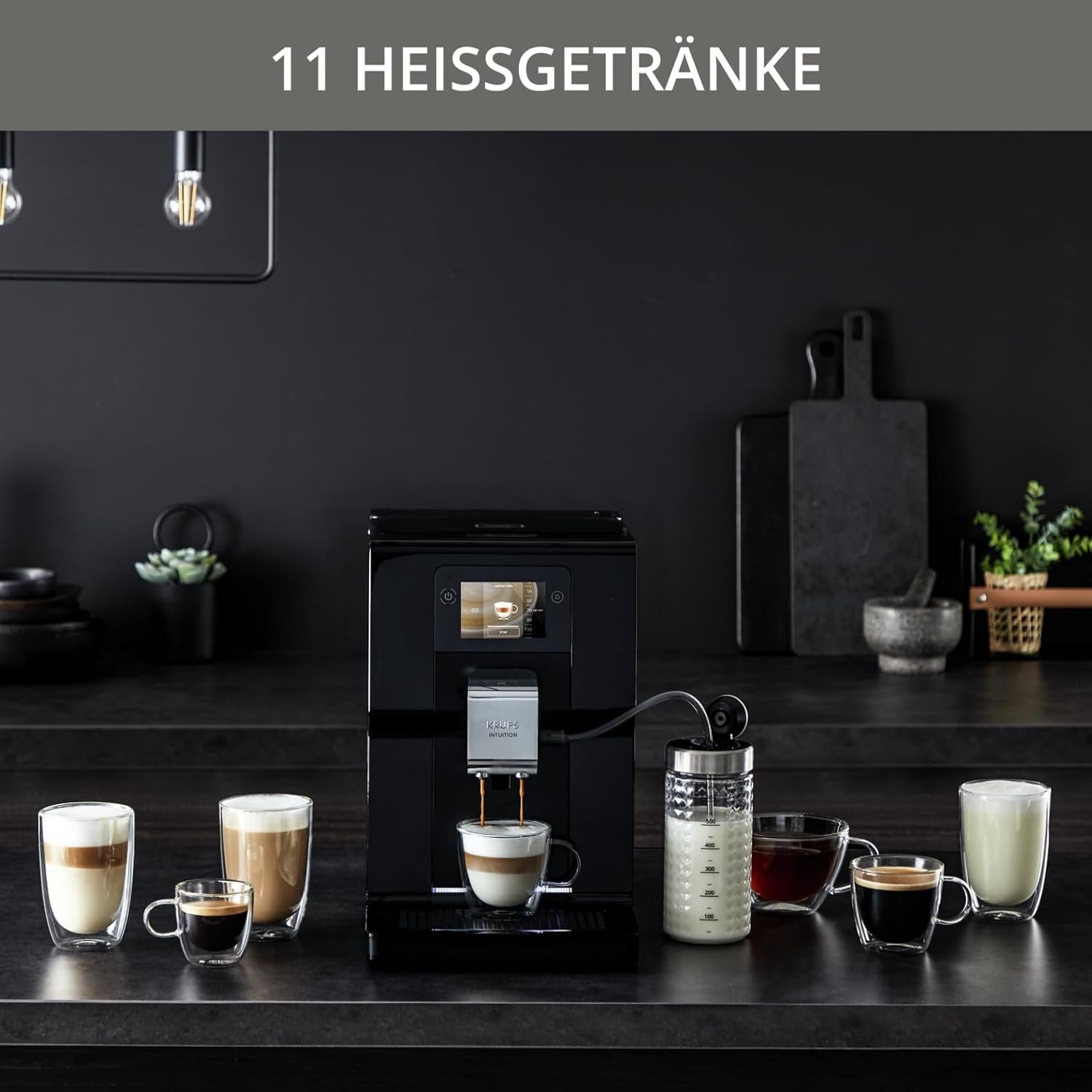 Espressor complet automat Krups Intuition Preference cu funcționare similară cu cea a unui smartphone, ecran tactil color de 3,5", tehnologie Smart Slide, sistem de iluminare intuitiv, 11 băuturi, recipient pentru lapte, EA873810