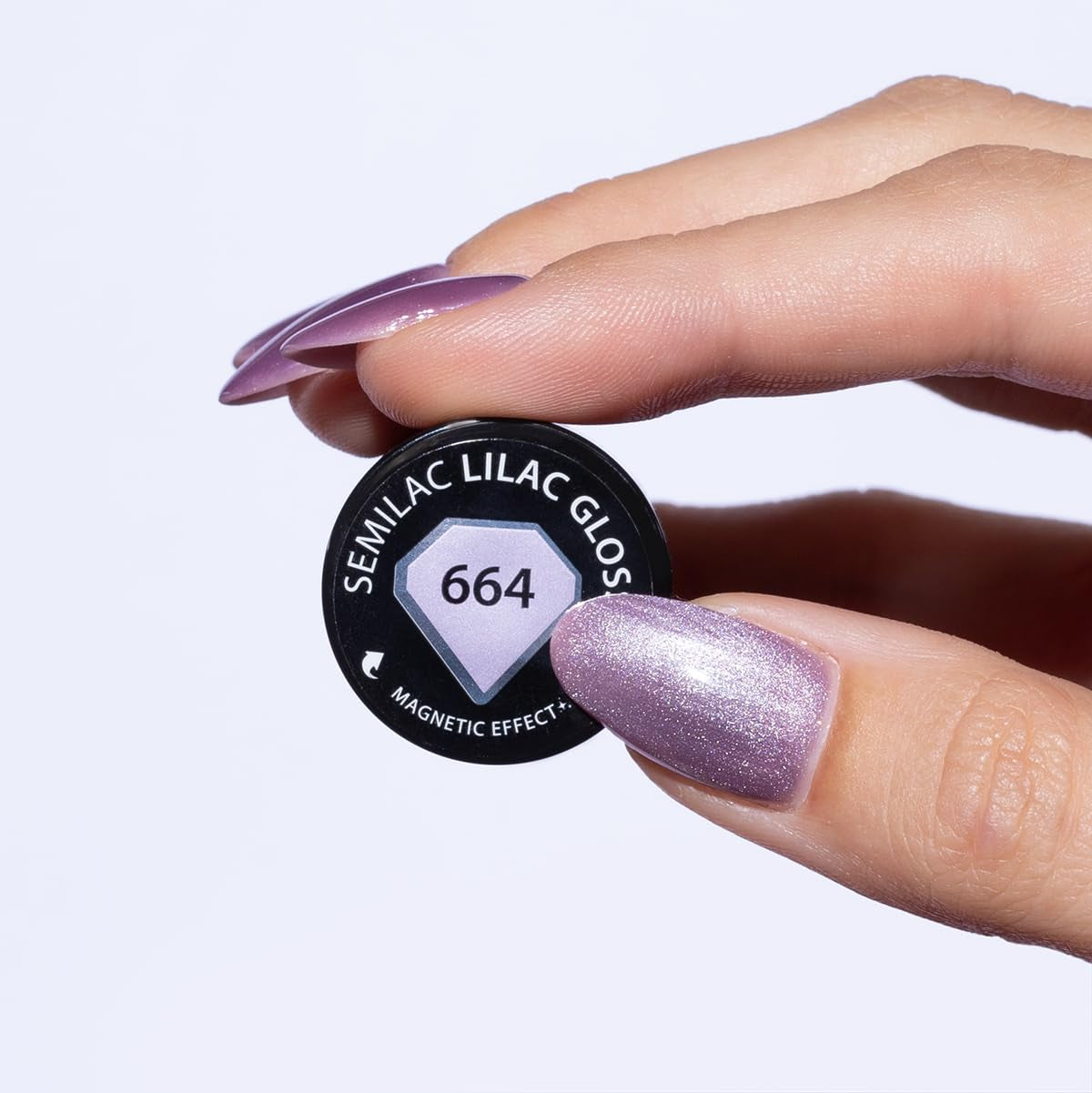Semilac UV Nail Polish 664 Lilac Gloss 7 ml – Cat Eye Effect, Unique Reflections with Magnetic Tool – Gloss Gala Collection