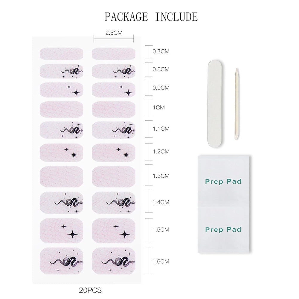 JMEOWIO Nagelfolie UV Härtend Schlange Stern UV Gel Nail Strips Nagelsticker Nagelaufkleber Nail Art Dekoration Nageldesign Zubehör
