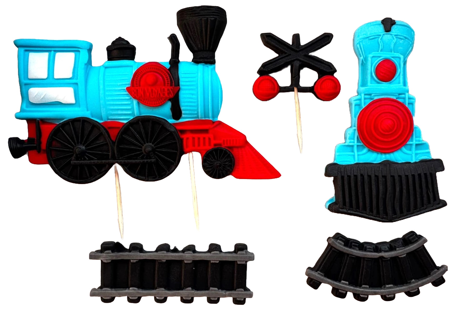 Set 5 decoratiuni comestibile din pasta de zahar, Trenulet Decoratiuni din Pasta de Zahar Nati Shop