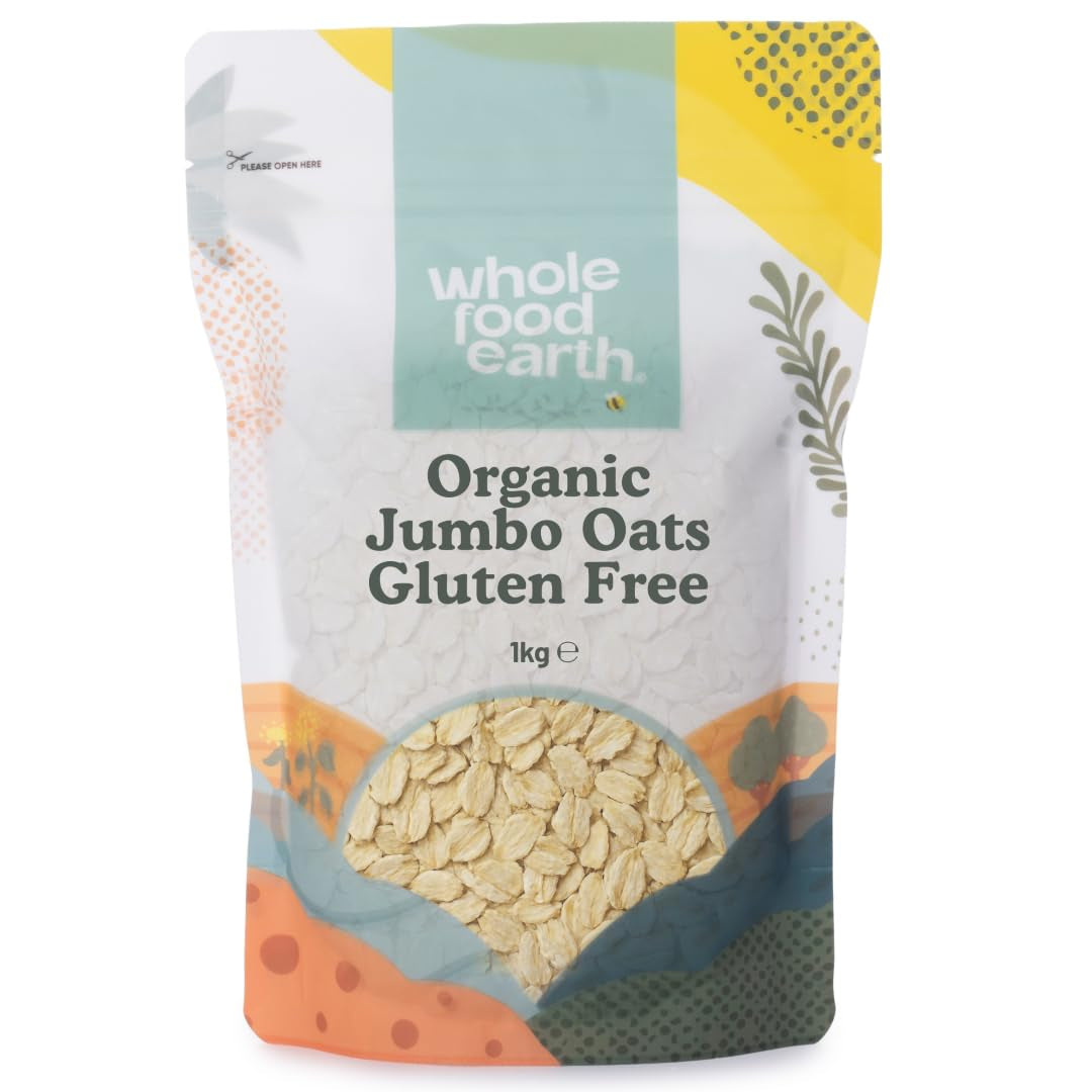 Wholefood Earth Organic Jumbo Oatmeal, Gluten Free – 3 kg | Non-GMO | Vegan | Rich in fiber | Certified organic
