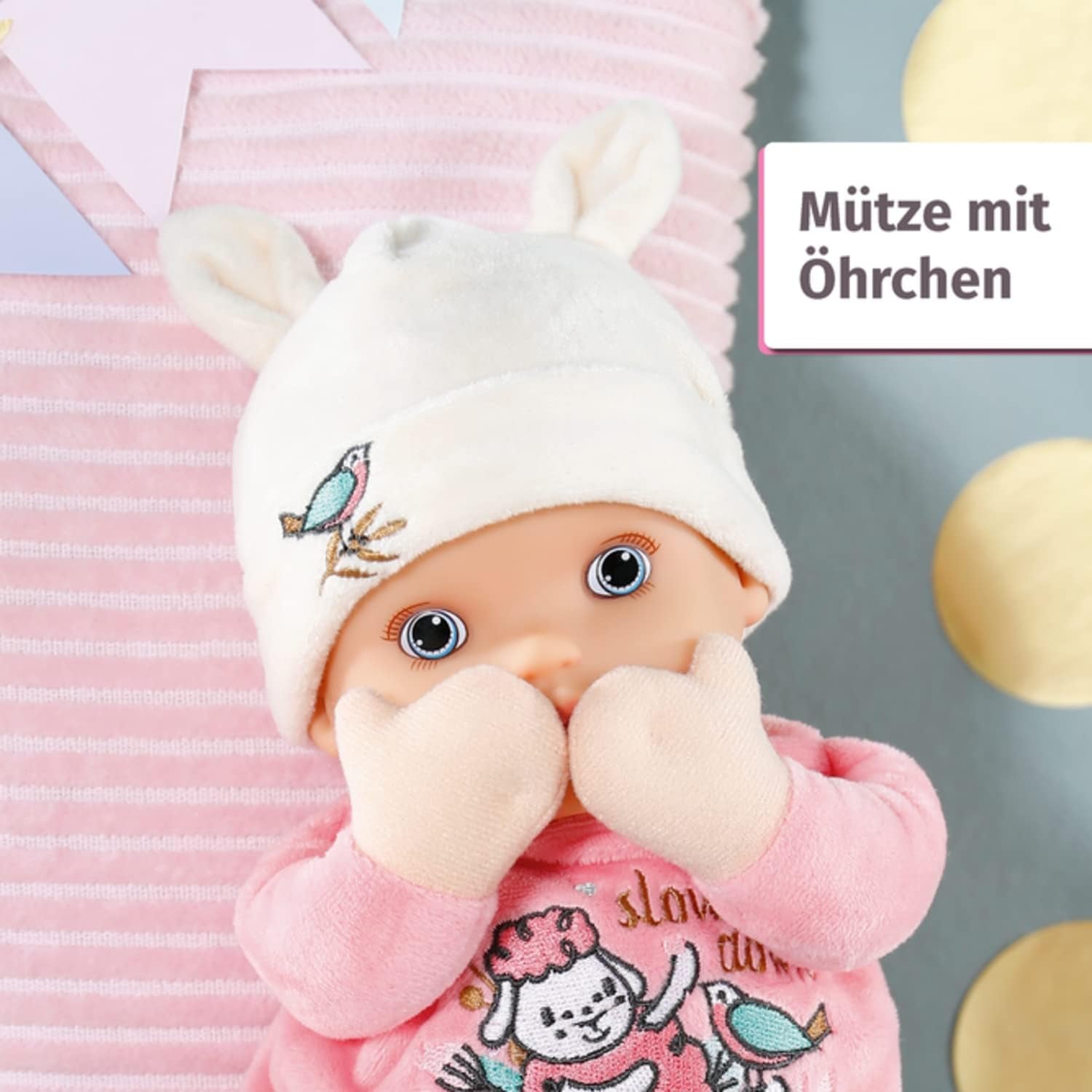Zapf Creation 706428 Baby Annabell Sweetie pentru bebeluși 30Cm - Păpușă de cârpă roz moale pentru bebeluși, zornăitor integrat, lavabilă, poate fi folosită de la naștere. Papusi Naty Shop