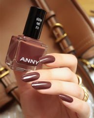 ANNY Nail Polish - High quality, long-lasting, chip-resistant and quick-drying colored nail polish, color: sister red - elegant mocha brown - 15 ml