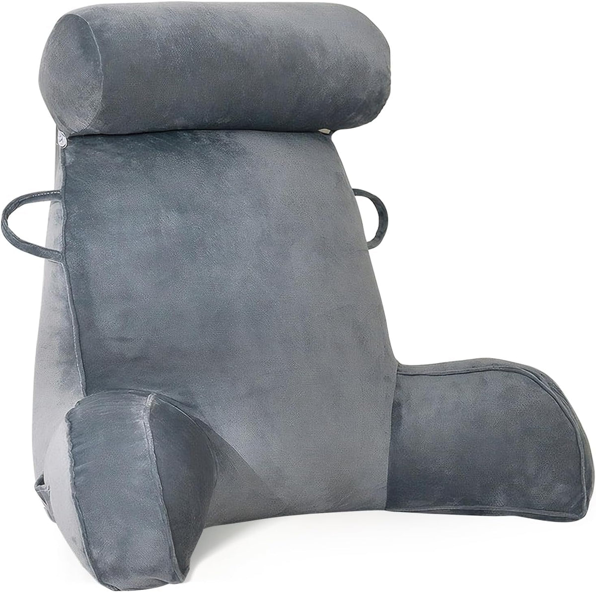 Pernă de citit XL pentru pat și canapea cu rolă detașabilă pentru gât, pernă ideală pentru spate pentru adulți cu spumă cu memorie pentru citit confortabil, lucru, joacă, vizionat la televizor, relaxare (gri)