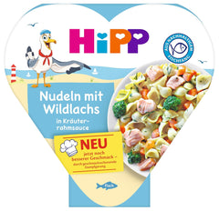 HiPP Nudeln mit Wildlachs in Kräuterrahmsauce (6x250 g), ab 1 Jahr, schonend dampfgegart, kindgerecht gewürzt, aus nachhaltigtem Fischfang
