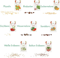 Fruit Seed Set: Premium Garden Seeds with 8 Varieties of Fruit Plants for Garden and Balcony - Watermelon Seeds, Strawberry Seeds, Gooseberries, Rhubarb and More - Fruit Seed Gift Set from OwnGrown