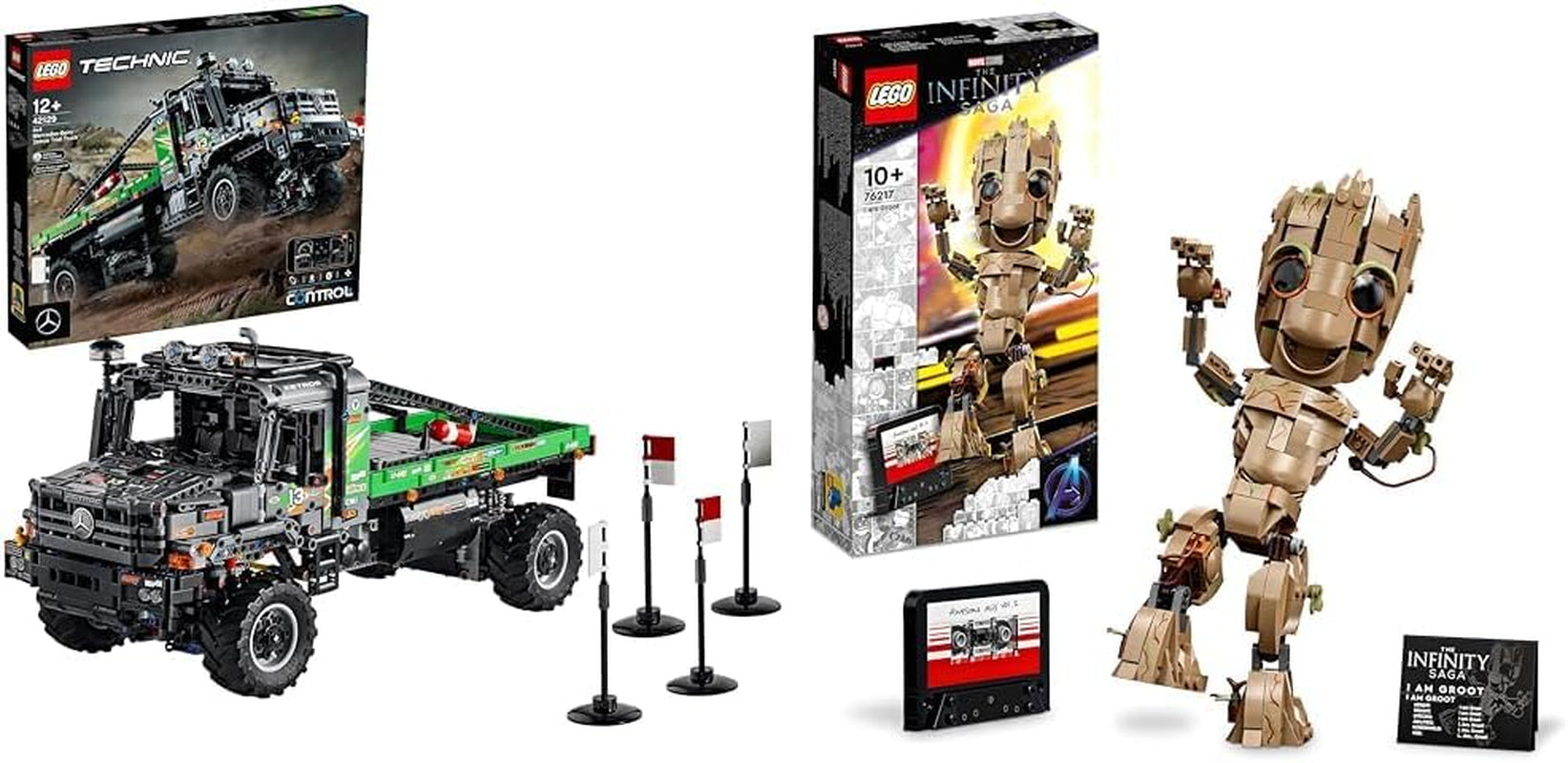 LEGO 42129 Technic 4X4 Mercedes-Benz Zetros Offroad Truck, mașină controlată de la distanță, jucărie camion controlată prin aplicație, idee de cadou pentru adulți și copii, bărbați și femei Seturi de constructie Besuche den LEGO-Store Pachet cu I Am Groot Ambalaj standard