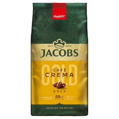 Jacobs Café Crema Gold Kaffeebohnen 1Kg – Vollmundig, Aromatisch, Fruchtige Note, Arabica & Robusta Bohnen, Intensität 5/10, Ideal Für Café Crema Naty Shop Crema Gold 1 Kg