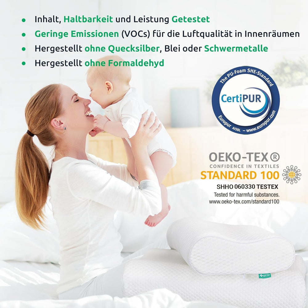 UTTU Memory Foam Sandwich Pillow, Neck Pain Relief Pillow, Ergonomic Neck Pillow, Adjustable Memory Foam Pillow 60X36X12/10Cm Perne ortopedice cervicale Naty Shop