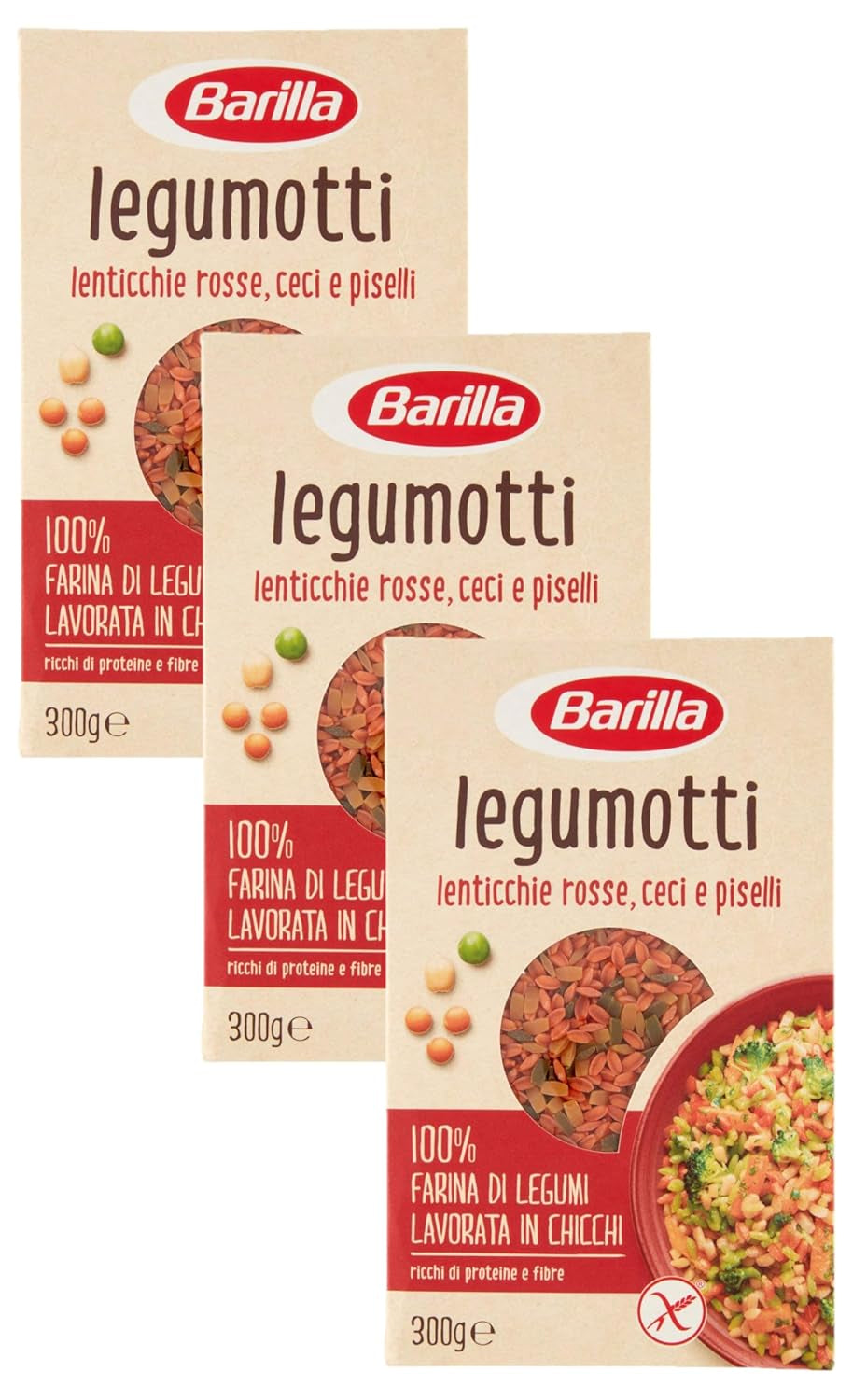 Barilla Risoni from legumes - red lentils and chickpeas, 1 pack (1 x 300g)