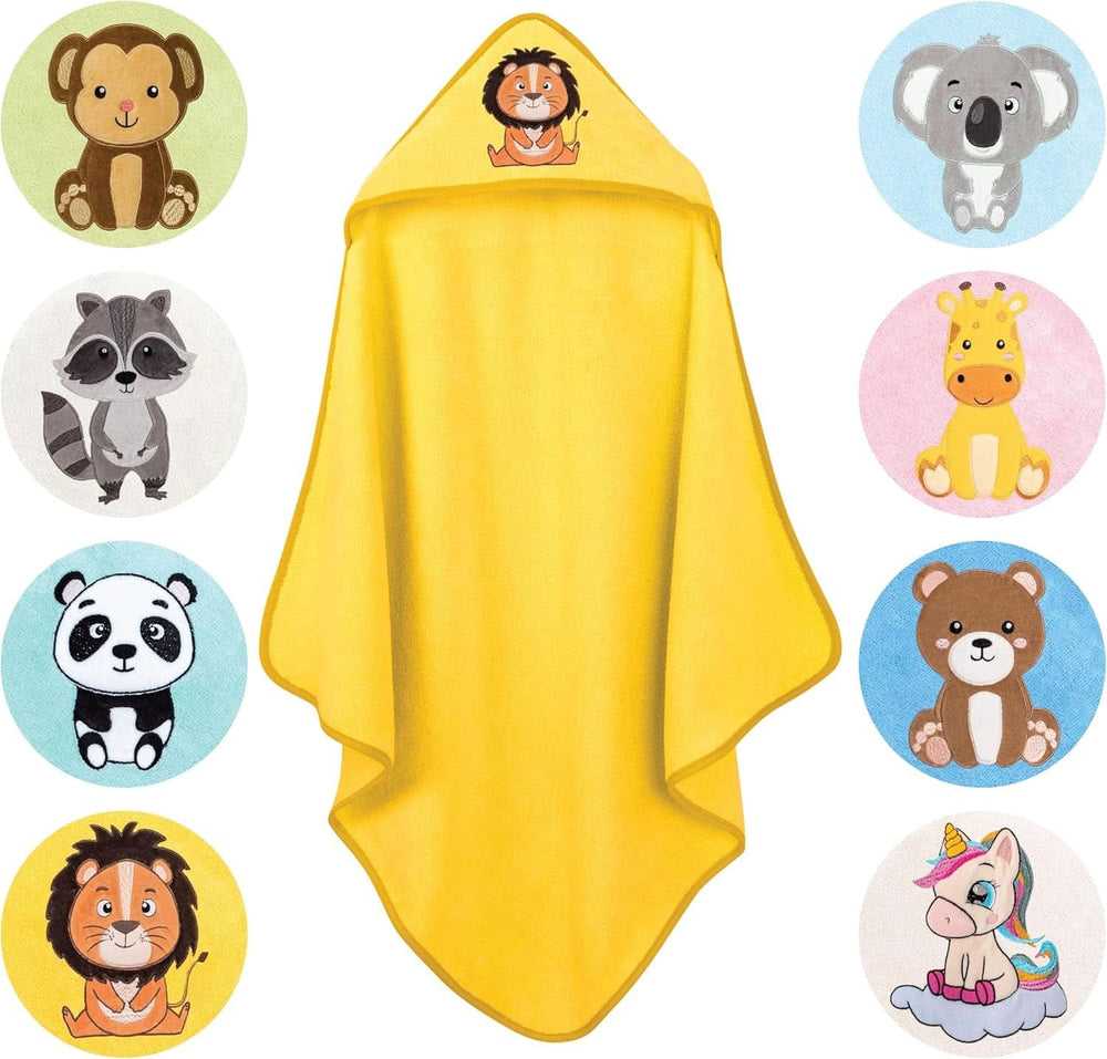 LAYNENBURG Hooded bath towel Premium Baby, 100% cotton - Oeko TEX, 80 x 80 cm Mother and Child Naty Shop Yellow, leu
