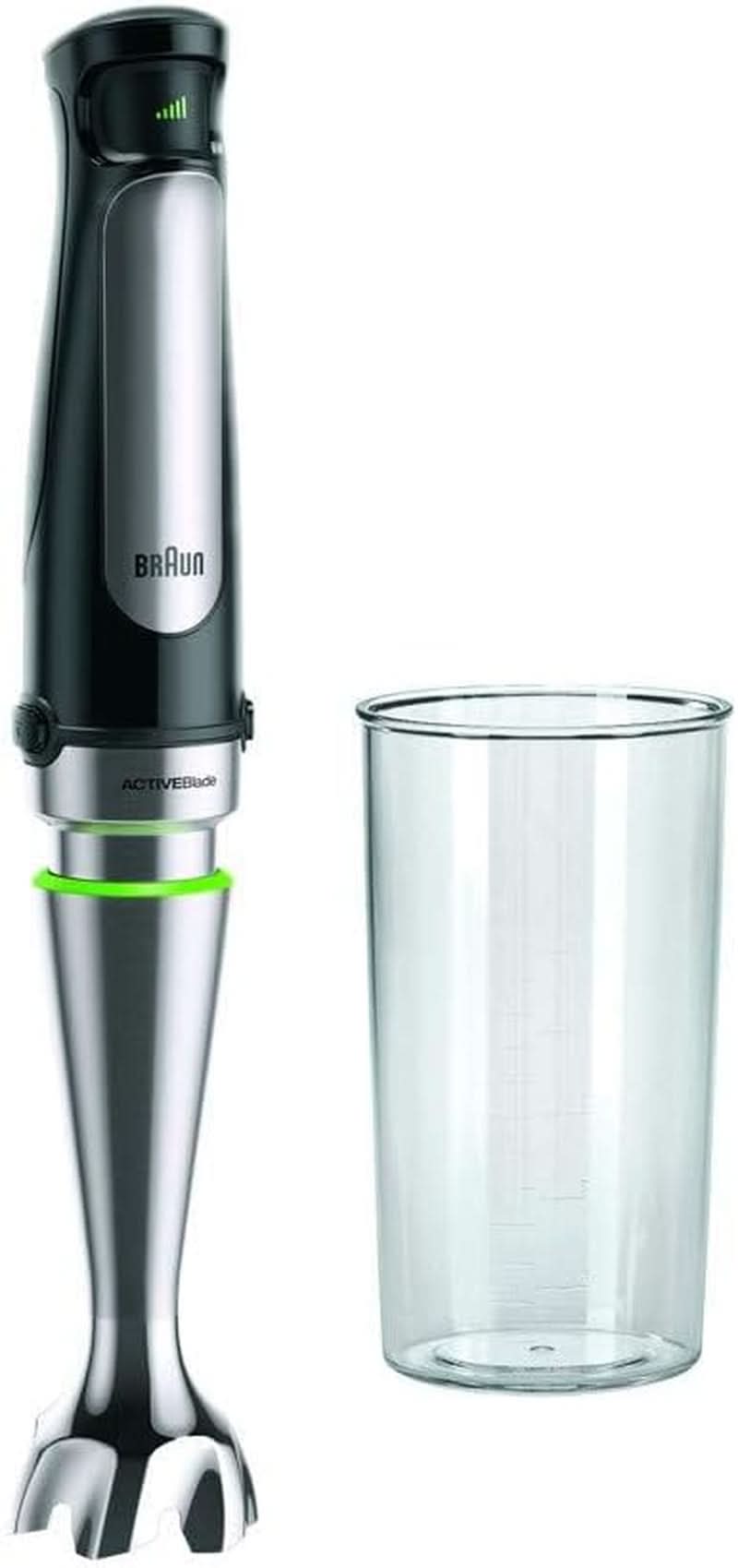 Braun Multiquick 7 MQ 7035X Stabmixer - Pürierstab Mit Abnehmbarem Edelstahl Mixfuß Mit Activeblade Technologie Zum Pürieren Der Härtesten Ingredient, Inkl. 3-Teiliges Zubehör Set, 1000 Watt, Schwarz Kitchen Naty Shop Schwarz Inkl. Mix-Messbecher