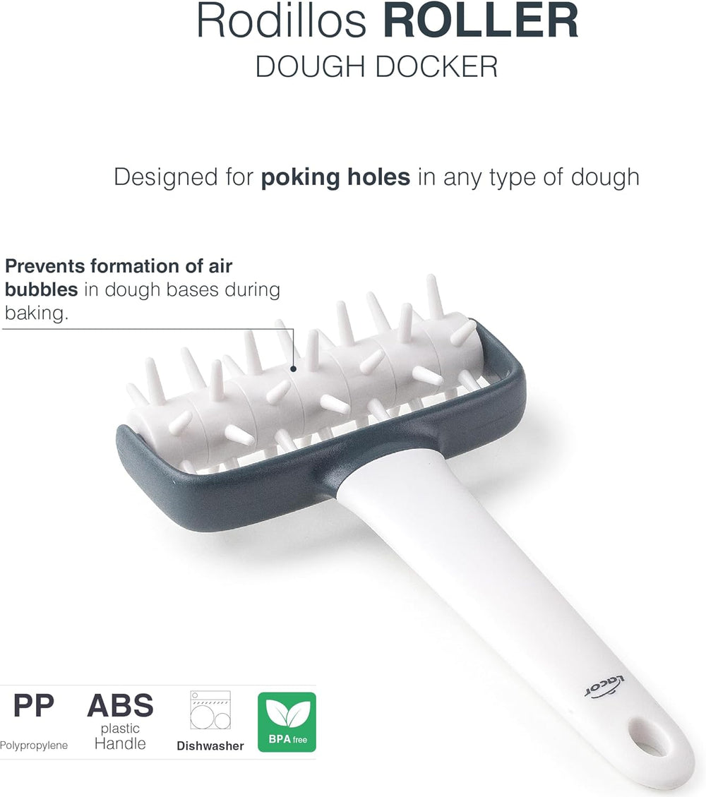 - 68802 - Küchenrollkissen, Tupfwalze, Nudelrolle, Verhindert Blasen im Teig, Ergonomischer Griff, 100% Abnehmbar, Spülmaschinenfest, Polypropylene, BPA-frei, 12x19.5 cm