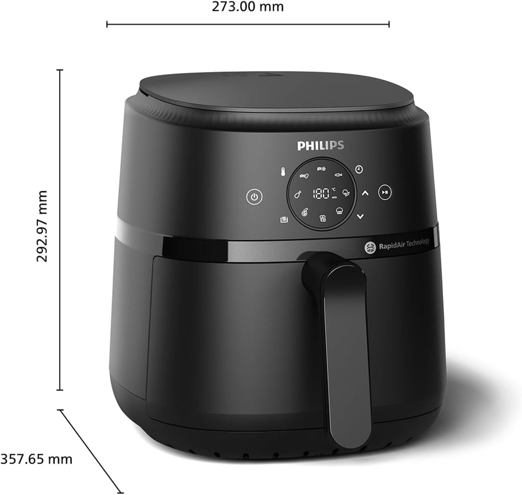 Philips Airfryer seria 2000 4.2L - Ecran tactil digital, 13 opțiuni de gătit, 9 funcții presetate, Până la 90% mai puțină grăsime cu tehnologia Rapidair, putere 1500W Electrocasnice Naty Shop