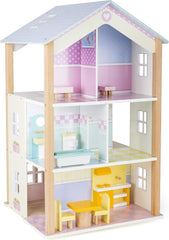 Small Foot 11192 3-Tier Revolving Wooden Dollhouse Including Toy Furniture Multicolor 37 X 40 X 67 Cm Dollhouses Naty Shop Default Title