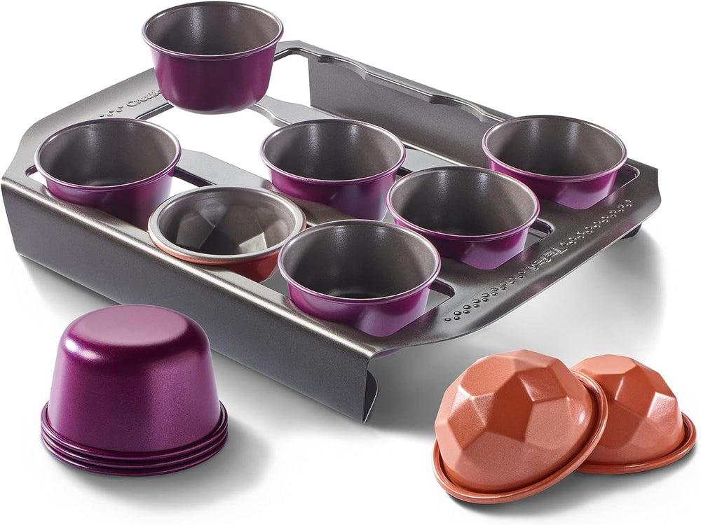 Tefal Creabake Muffins Creabake Backformen, 7.5 Cm, Antihaftbeschichtung, Stapelbares System, Kreative Rezepte Für Süßigkeiten Und Salade, Einfaches Backen, Eisenfarben Molds and trays for baking Naty Shop Starter-Set