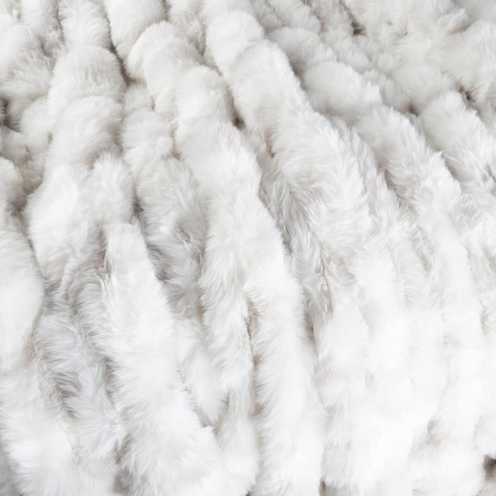 Lavish Home Oversized Gerüschte Faux Fur Blanket, 152.4 X 203.2 Cm, Jacquard Faux Fur, Queen Size Throw for Beds and Sofas, Gray Beds and Blankets Lavish Home