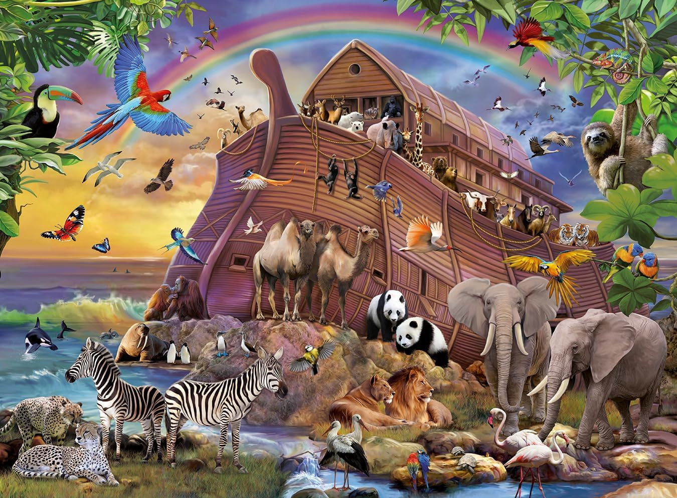Ravensburger puzzle for children - 10038 Unterwegs Mit Der Arche - Noah's Ark puzzle for children from the age of 7, with 150 pieces in XXL format Puzzle Naty Shop