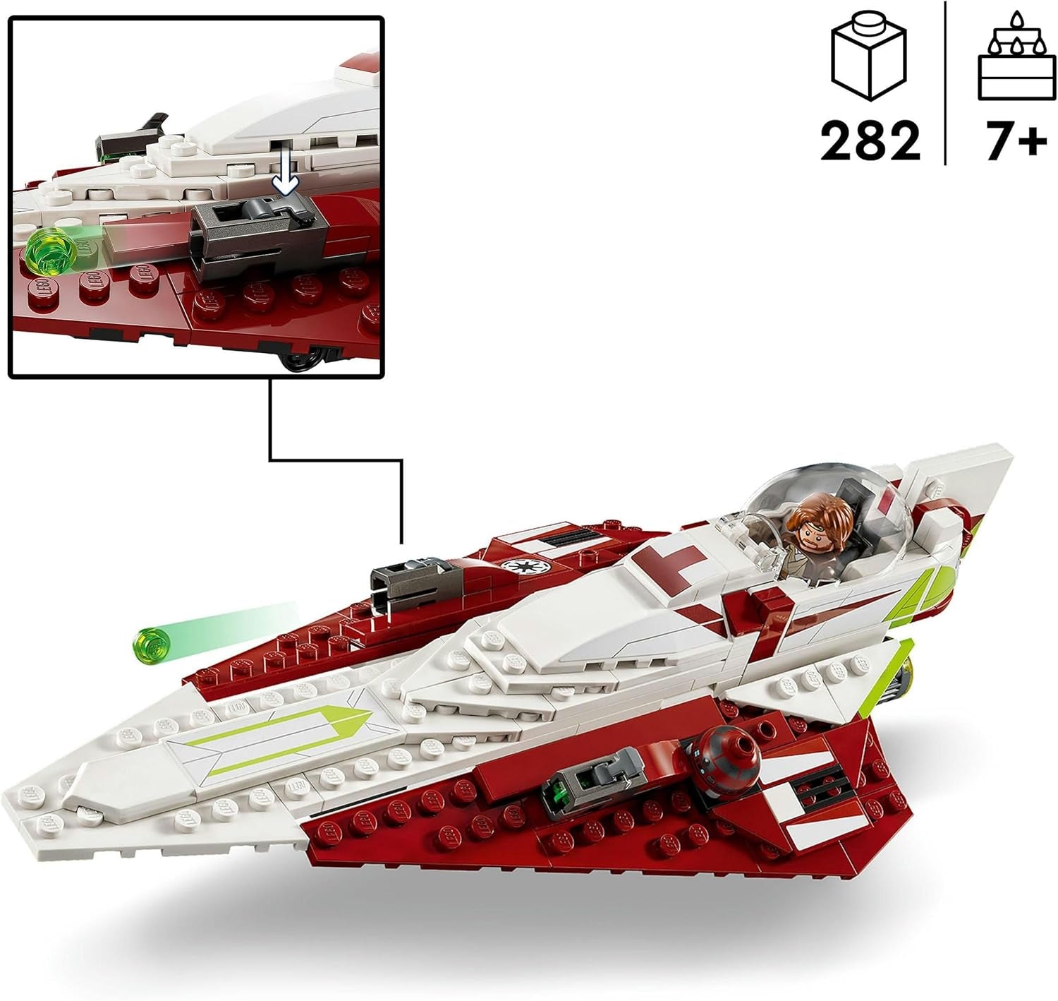 LEGO Star Wars Jedi Starfighter Obi-Wan Kenobi, Buildable Toy with Taun We, Droid Figure and Lightsaber, Attack of the Clones Set 75333 Building Sets Besuche den LEGO-Store