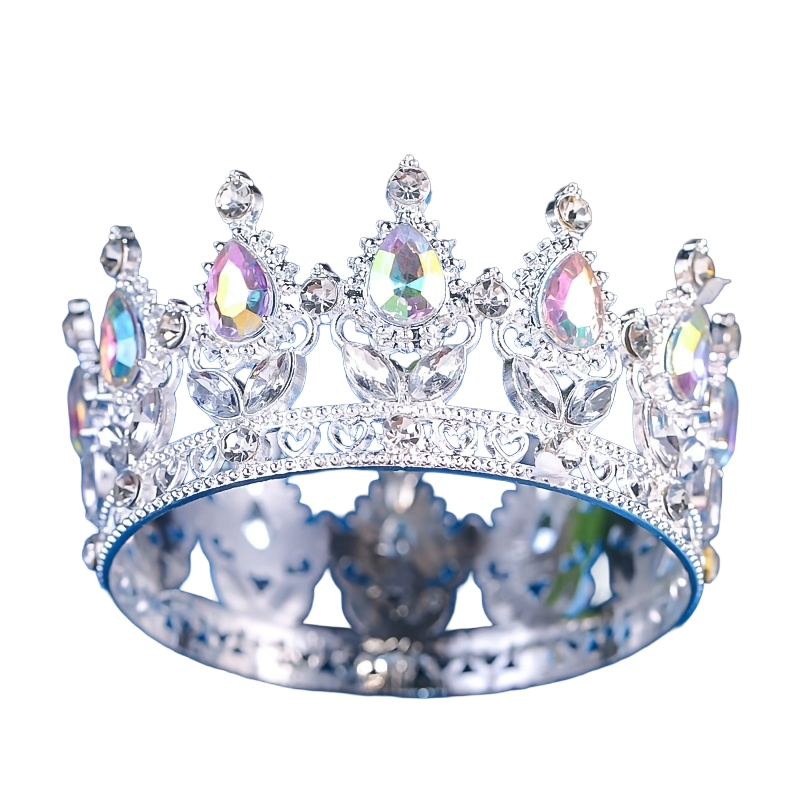 Silver metal crown with stones