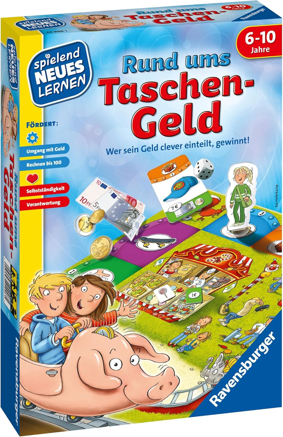 Ravensburger 24996 - All About Pocket Money - Play and Learn for Kids, Educational Game for 6-10 Year Olds, Learning through Play for 2-4 Players