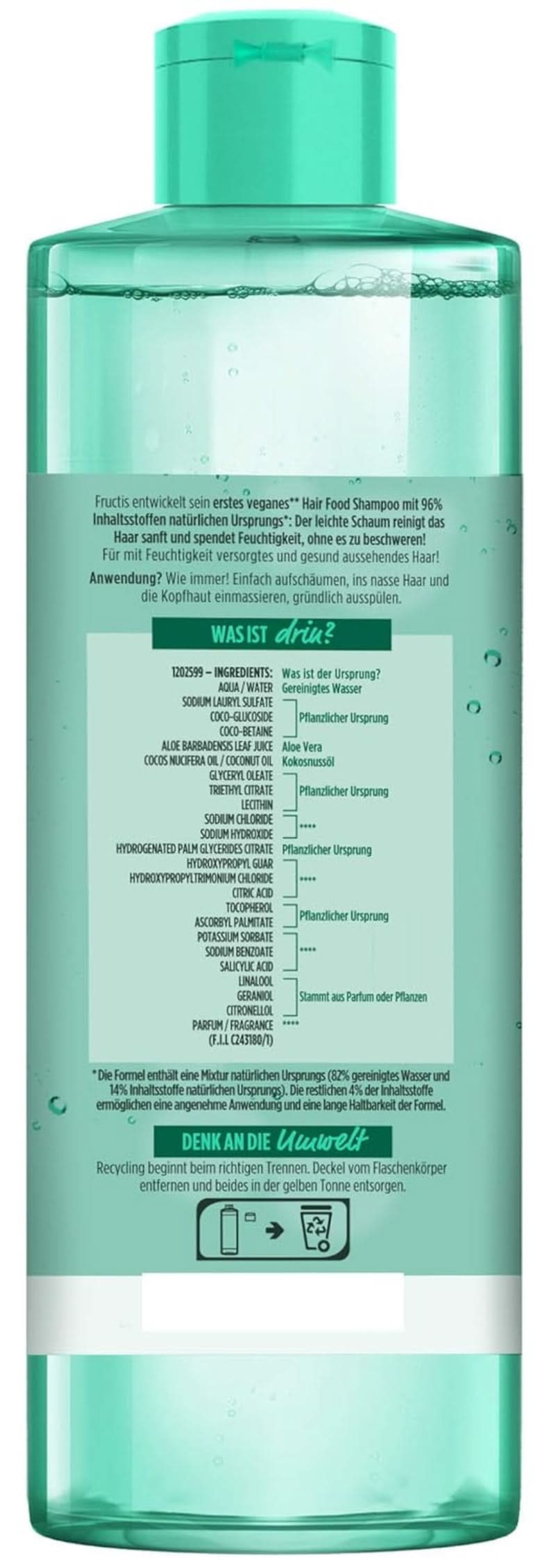 Garnier Fructis Aloe Vera Shampoo, 350 ml Shower and bath Naty Shop