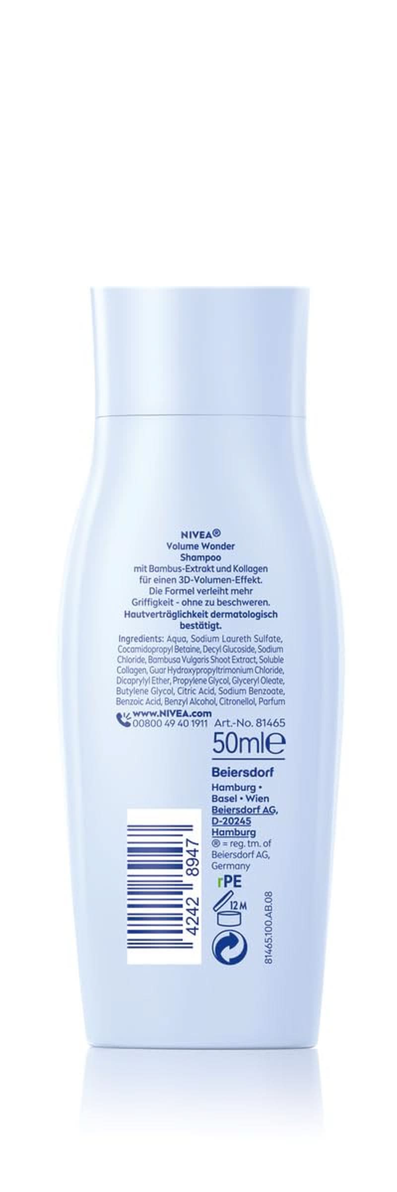 NIVEA Volume Wonder Strengthening shampoo, volumizing shampoo, 50 ml Shower and bath Naty Shop