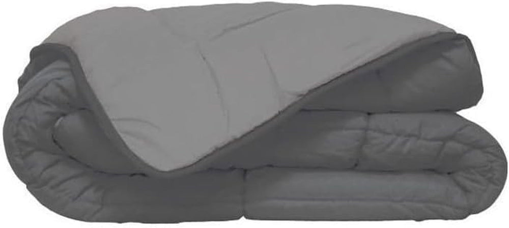 Poyet Motte Washable quilt with fixed cover - 140X200 Cm - Petrol blue/mastic beige Quilts and quilts Naty Shop Steel/silver 200X200X1 Cm