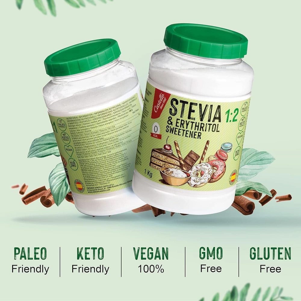 Stevia + Erythritol 1:2 Sweetener, 1G = 2G Sugar, 1 Kg Sweeteners Naty Shop
