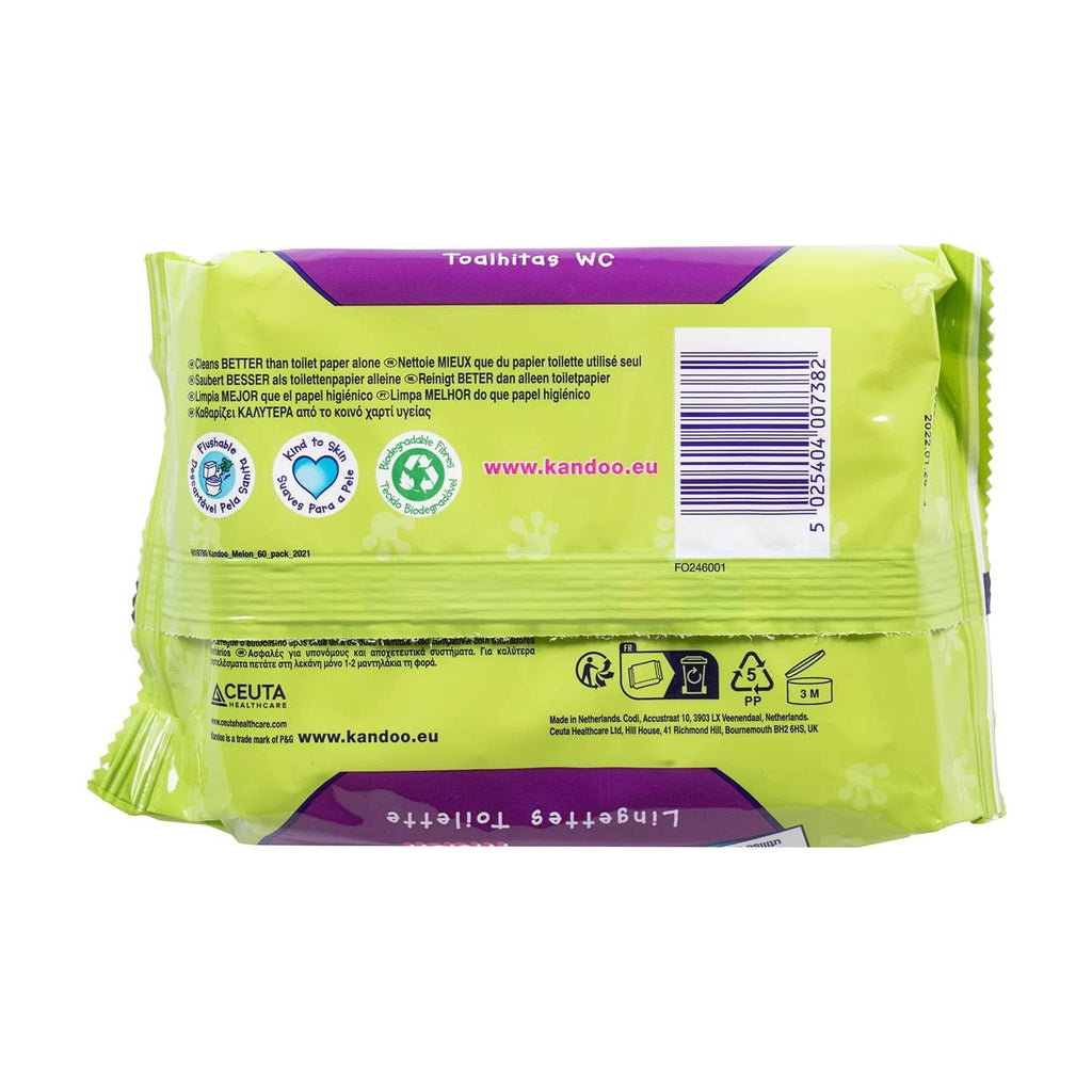 Melon Feuchttücher - Spülbar - Aus 95% Wasser - Parfümfrei - Plastikfrei - Dermatologisch Getestet - Feuchtes Toilettenpapier Aus 100% Pflanzlichem Zellulosematerial - 60 Tücher Naty Shop