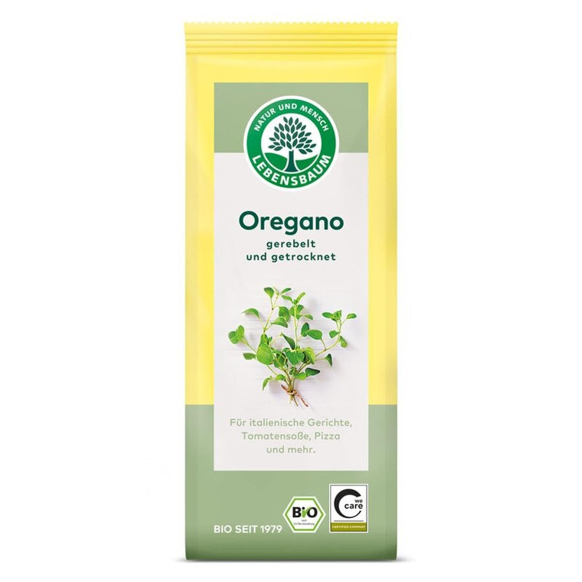 Lebensbaum Oregano, Bio-Gewürz für italienische Gerichte, würzig-herber Gesmack, gerebelt und getretten, 15 g