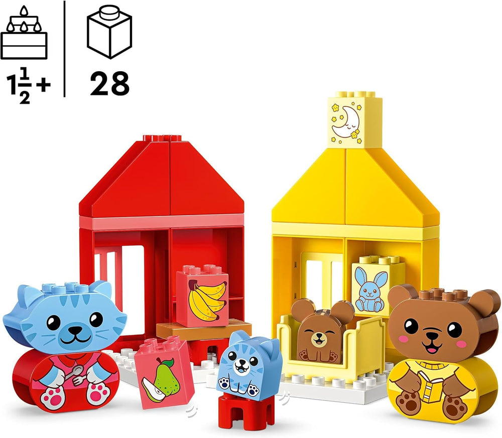 LEGO DUPLO Everyday Routines: Eating & Bedtime, toddler learning toy to encourage social and emotional development, with 4 animal figures, gift for children from 18 months 10414 Building sets Besuche den LEGO-Store
