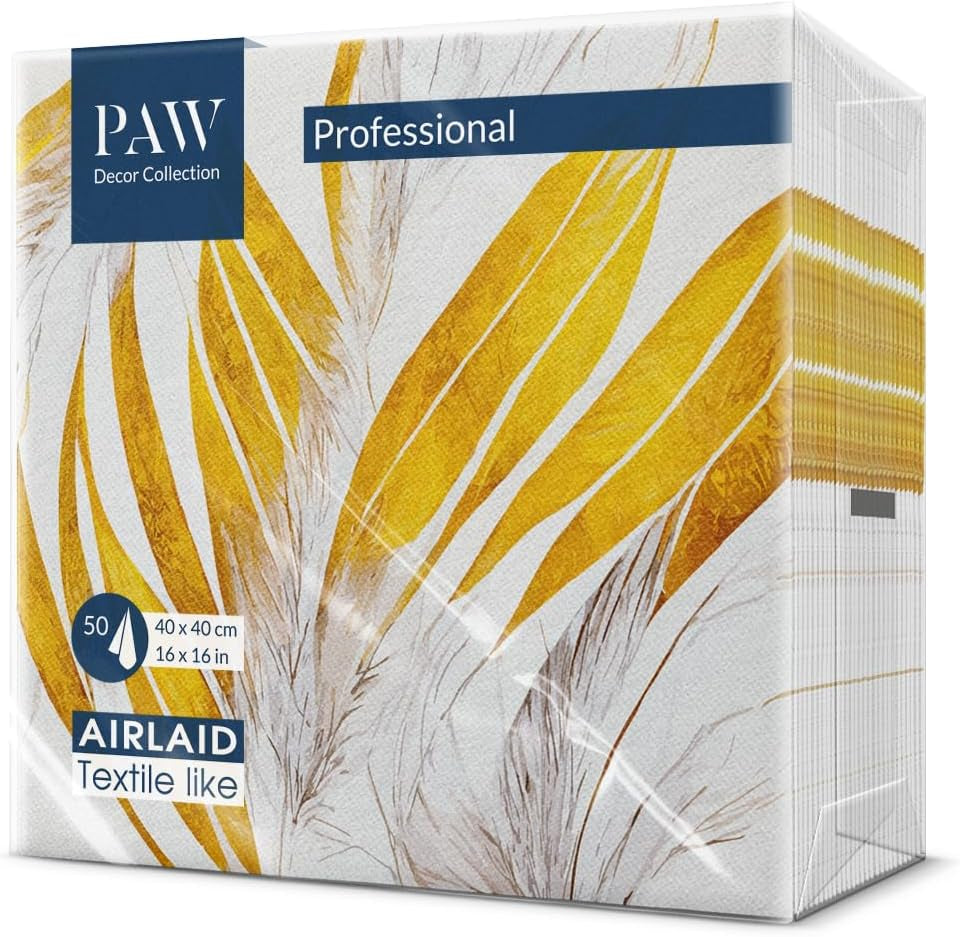 PAW - Șervețele din Airlaid - Asemănătoare țesăturii (40 X 40 Cm) I 50 bucăți I Ideal pentru nuntă, botez, comuniune, aniversare I Șervețele din pânză - culori pământii, bej, dungi I Culoare: Bej Fluid