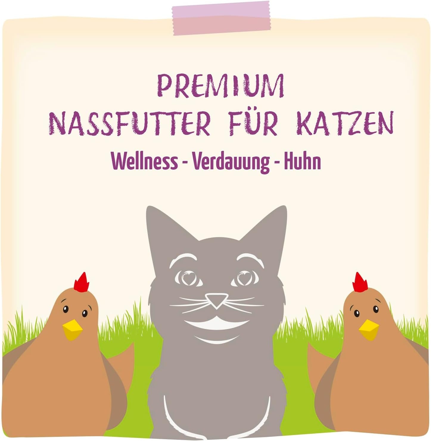 MjAMjAM - Hrană umedă premium pentru pisici - Wellness - Digestivă - Pui, pachet de 12 (12 x 125g), fără cereale