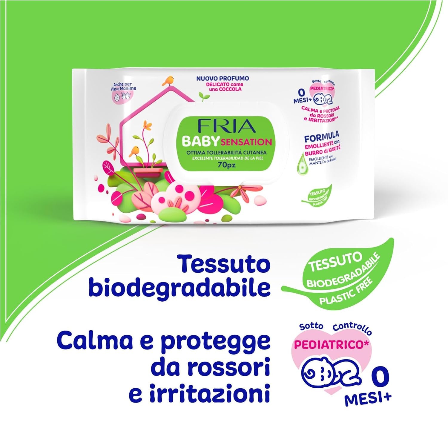 Baby Sensations with Lid, 72 Wet Wipes, Personal Care Cleansing Wipes, Unisex, Kids