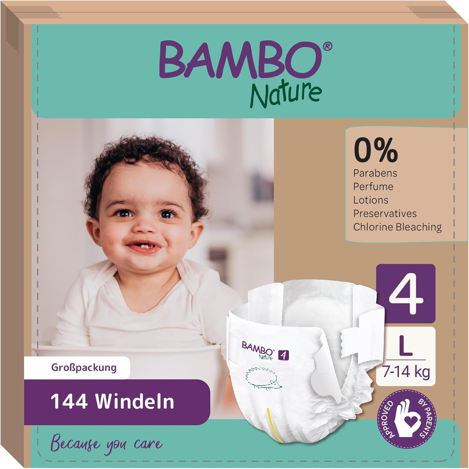 Bambo Nature Baby Diapers, Size 1 (2-4 kg), 132 Count Monthly Box | Premium Diapers with Enhanced Leak Protection | Ultimate comfort and freedom for newborns | Dermatologically tested diapers