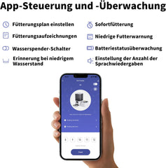 2-in-1-Automatik-Futter- und Wasserspender für Katzen, großvolumiger 6-Liter-Trockenfutterspender + 2.5-Liter-Wasserspender mit App-Steuerung, Sprachauzeichnung, zeitgesteuwerter Fütterung