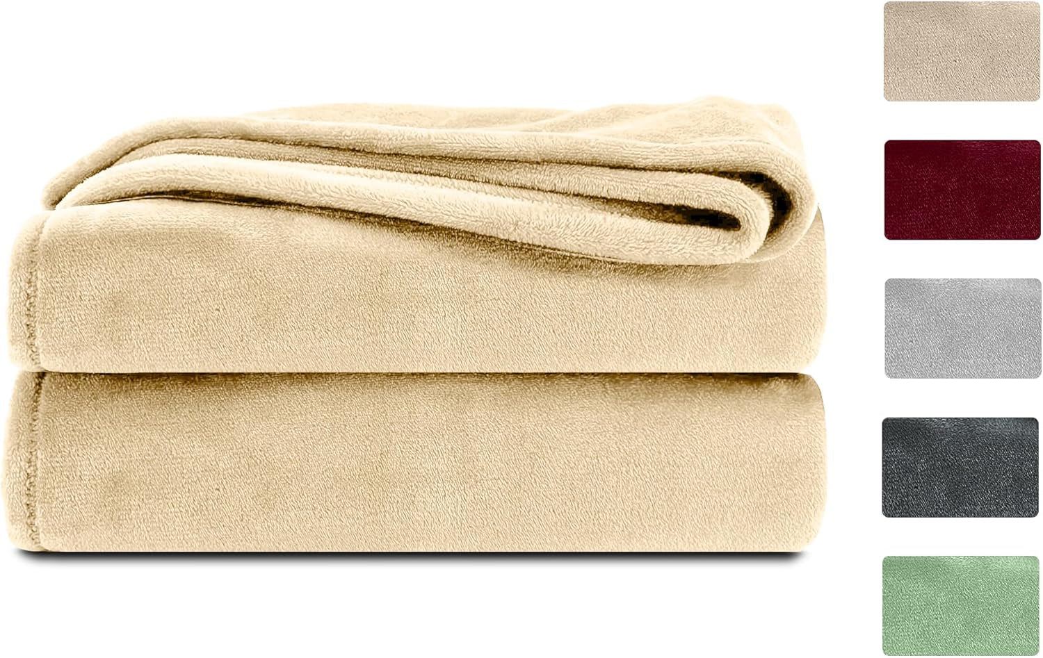 Komfortec fluffy blanket, comfortable blanket, fleece blanket, Oeko-Tex certified, super soft, 150X200 Cm, 260 G/M², beige Beds and Blankets Besuche den Komfortec-Store Sand beige 220 X 240 Cm