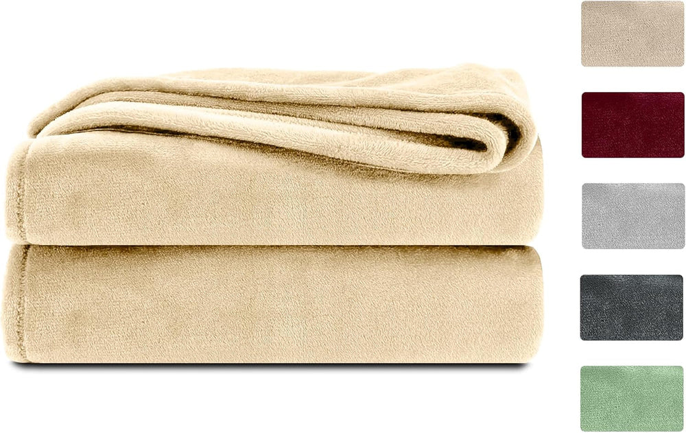 Komfortec fluffy blanket, comfortable blanket, fleece blanket, Oeko-Tex certified, super soft, 150X200 Cm, 260 G/M², beige Beds and Blankets Besuche den Komfortec-Store Sand beige 220 X 240 Cm