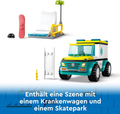 LEGO City Ambulance and Snowboarder, Ambulance Playset with toy car and 2 minifigures, Snowboarder and Paramedic Figure, imaginative gift for boys and girls from 4 years 60403 Building sets Besuche den LEGO-Store