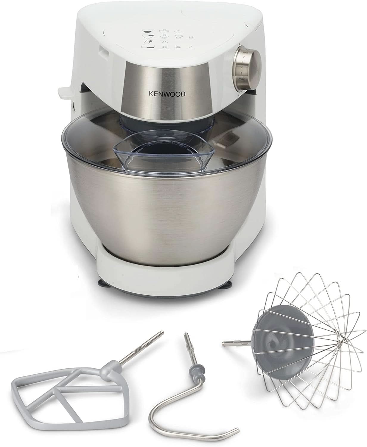 Kenwood Prospero+ KHC29A.R0SI Küchenmaschine, 4,3 L Edelstahlschüssel, Inkl. 10-Teiligem Zubehör-Set Mit Fleischwolf, Glas-Mixer, Zitruspresse, Entsafter Und Mehr, Inkl. Easyweigh Waage, 1000W, Silber Mama si Copilul Naty Shop Weiß Inkl. 3 Zubehörteilen
