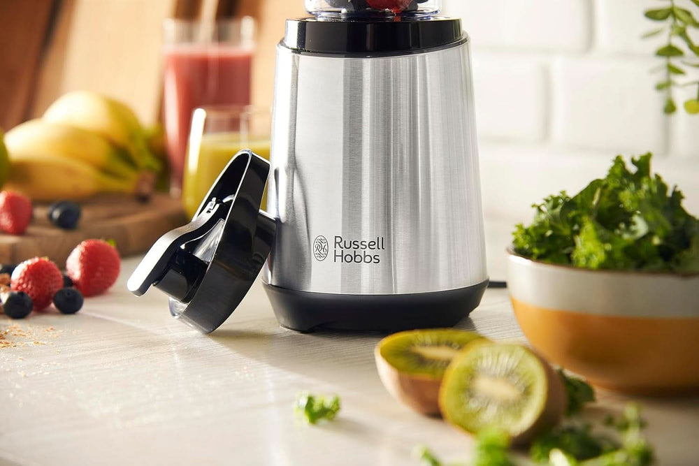 Russell Hobbs Mixer - Standmixer & Smoothie Maker to Go [23,500 U/Min Power-Motor] Inkl. 1X Mixbehälter 600Ml (Bpa-Frei, Spülmaschinen- & Bruchfest Inkl. Deckel) Zerkleinerer, Edelstahl, 23472-56 Kitchen Naty Shop