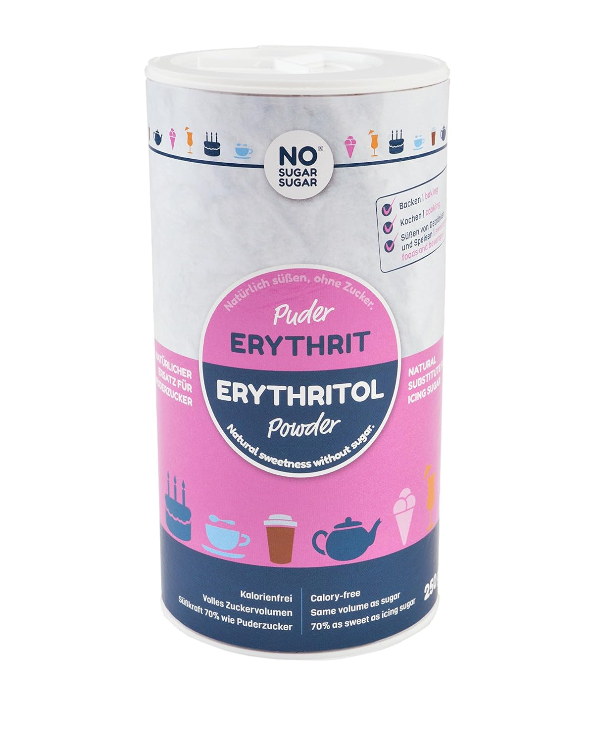 Nosugarsugar Erythrit Puder Streudose - Puderzuckerersatz Kalorienfrei, 19Er Pack (19 X 250 G) Sweeteners Naty Shop Default Title